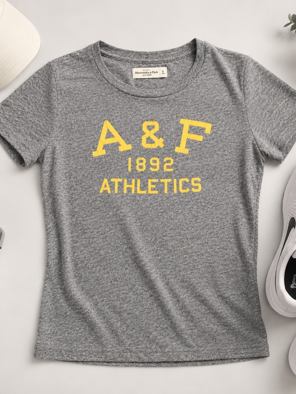 A&F Athletics 1892 Gray Tee with Yellow Logo